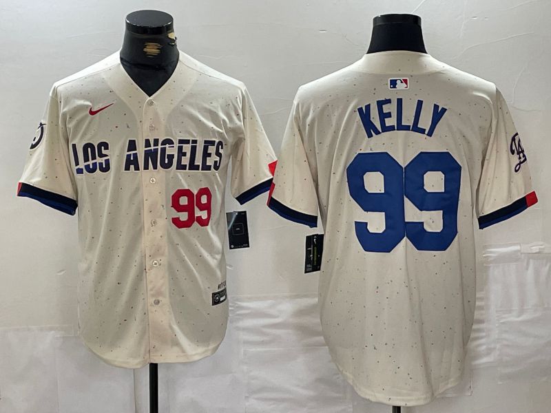 Men Los Angeles Dodgers #99 Kelly Cream Fashion Nike Game MLB Jersey style 3